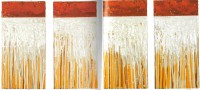 24. ABSTRACTO JUEGO DE CUATRO EN AMARILLO, OCRE, ARENA Y ROJO.